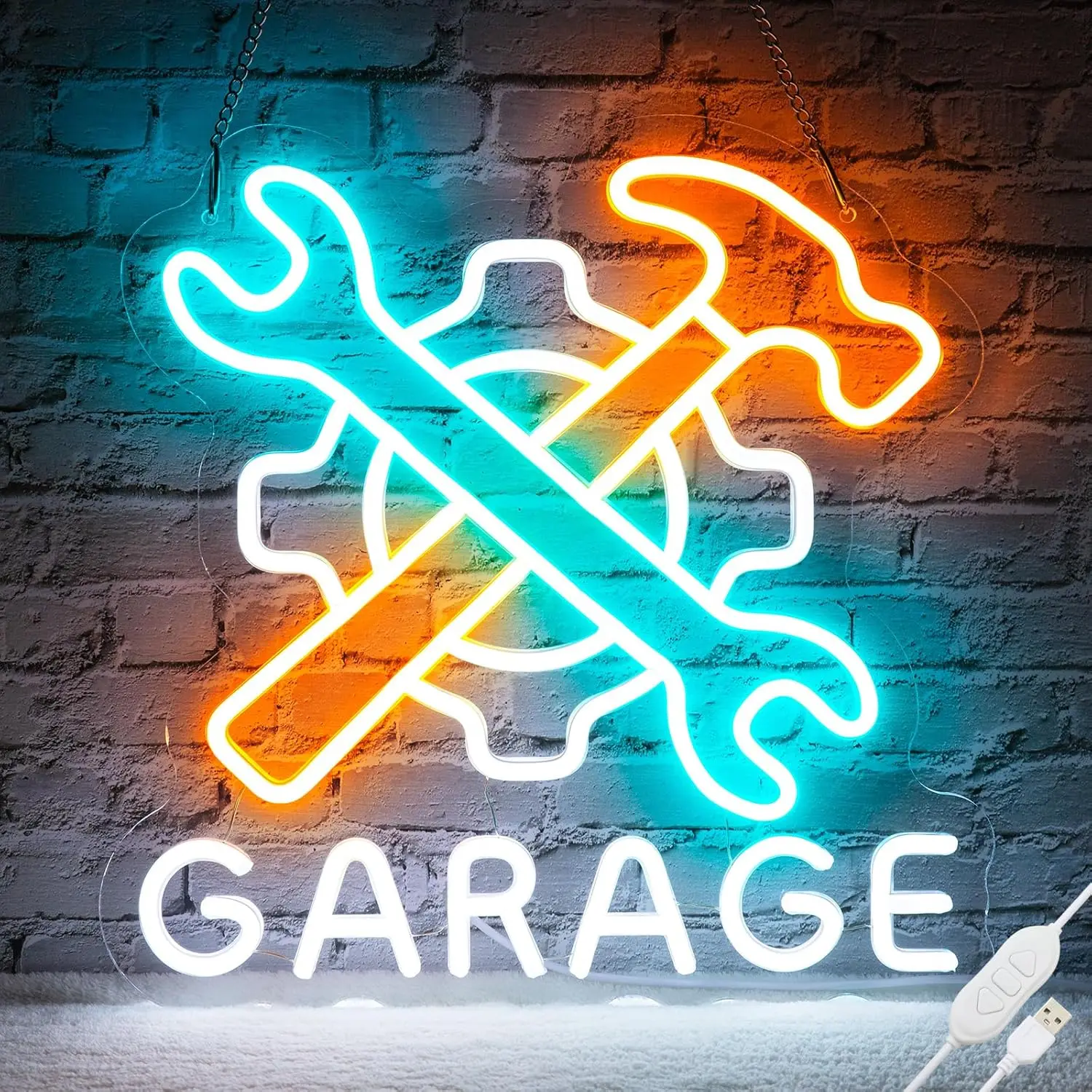 13.3 inch Car Garage Neon Sign Wall Decor Racing LED Light Kids Man Cave Bedroom Party Gift Check Engine Motor Repair Vehicle