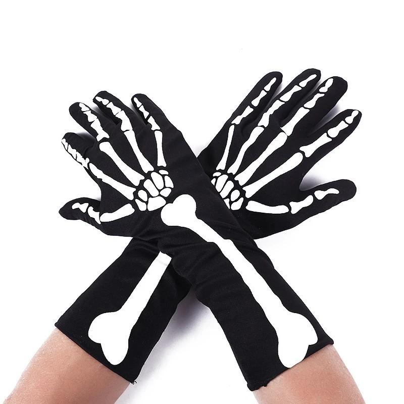

2 Pairs Halloween Skeleton Gloves With Skeleton Arm Sleeve Full Finger Long Arm Skeleton Gloves For Kids And Adults