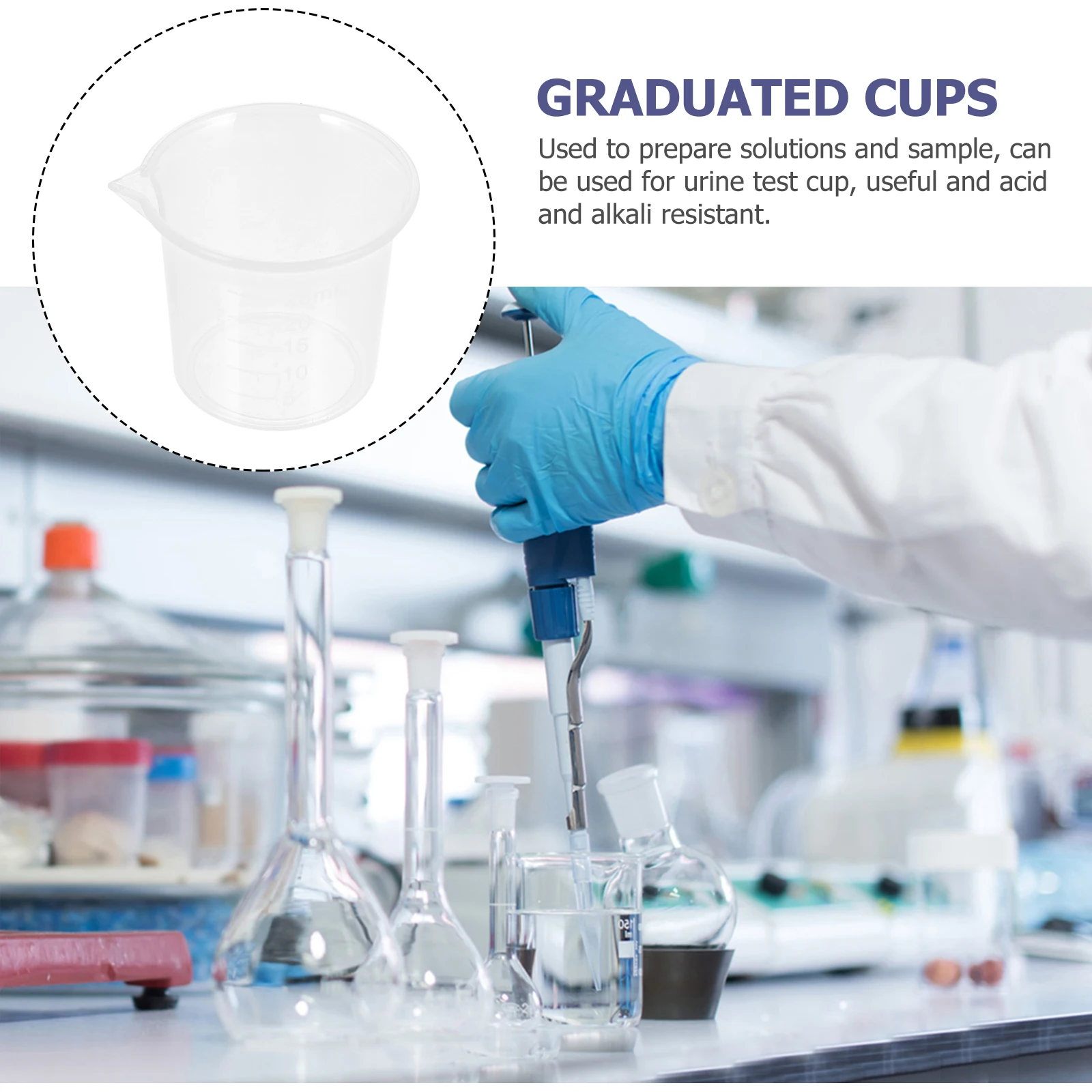 

15pcs 25ml Plastic Beakers Urine Test Cups Lab Sampling Supplies Acid Alkali Resistant Graduated Teaching Equipment