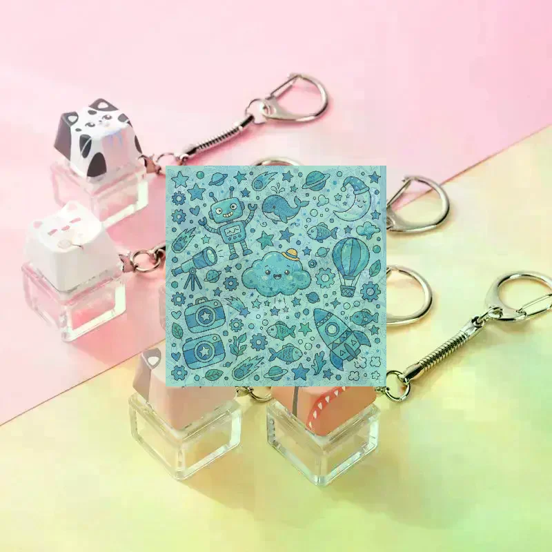 Cute Cat Dog Pendant Stress-Relief Fidget Keychain Mechanical Keyboard Keychain Dog-Themed Clicker Fidget For Backpack Study