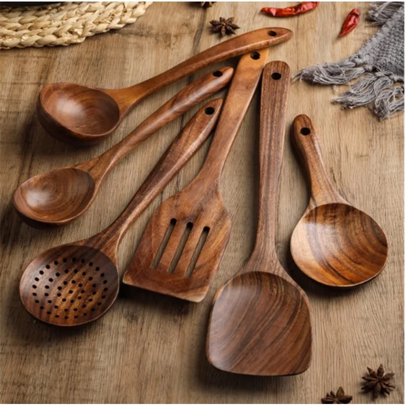 

Набор термостойких деревянных кухонных инструментов премиум-класса, 8 шт. - антипригарная посуда для сковороды, лопаты, ложки, вилки и практичные кухонные аксессуары