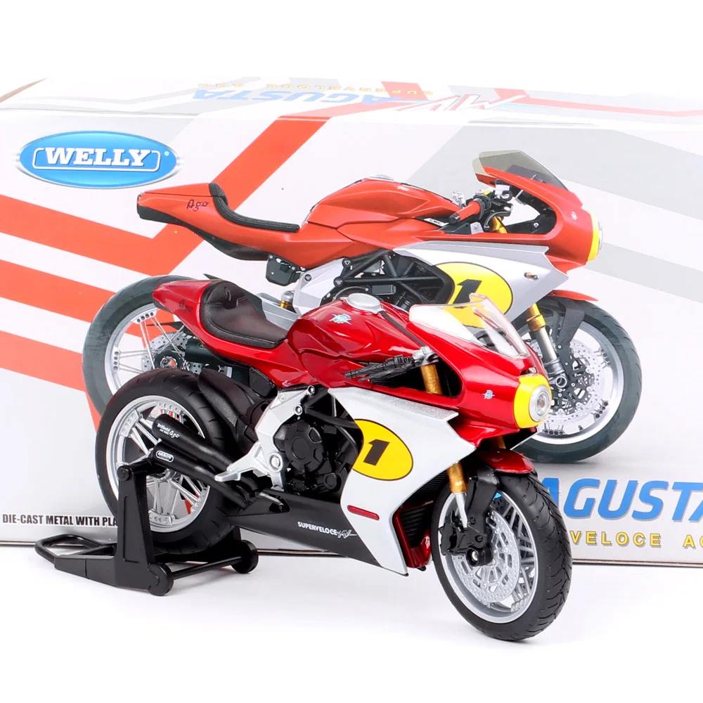 Kids Welly 1:12 Scale 2022 MV Agusta Superveloce Ago Motorcycle Model Bike GP Racing Diecast Moto Vehicle Miniature Souvenir