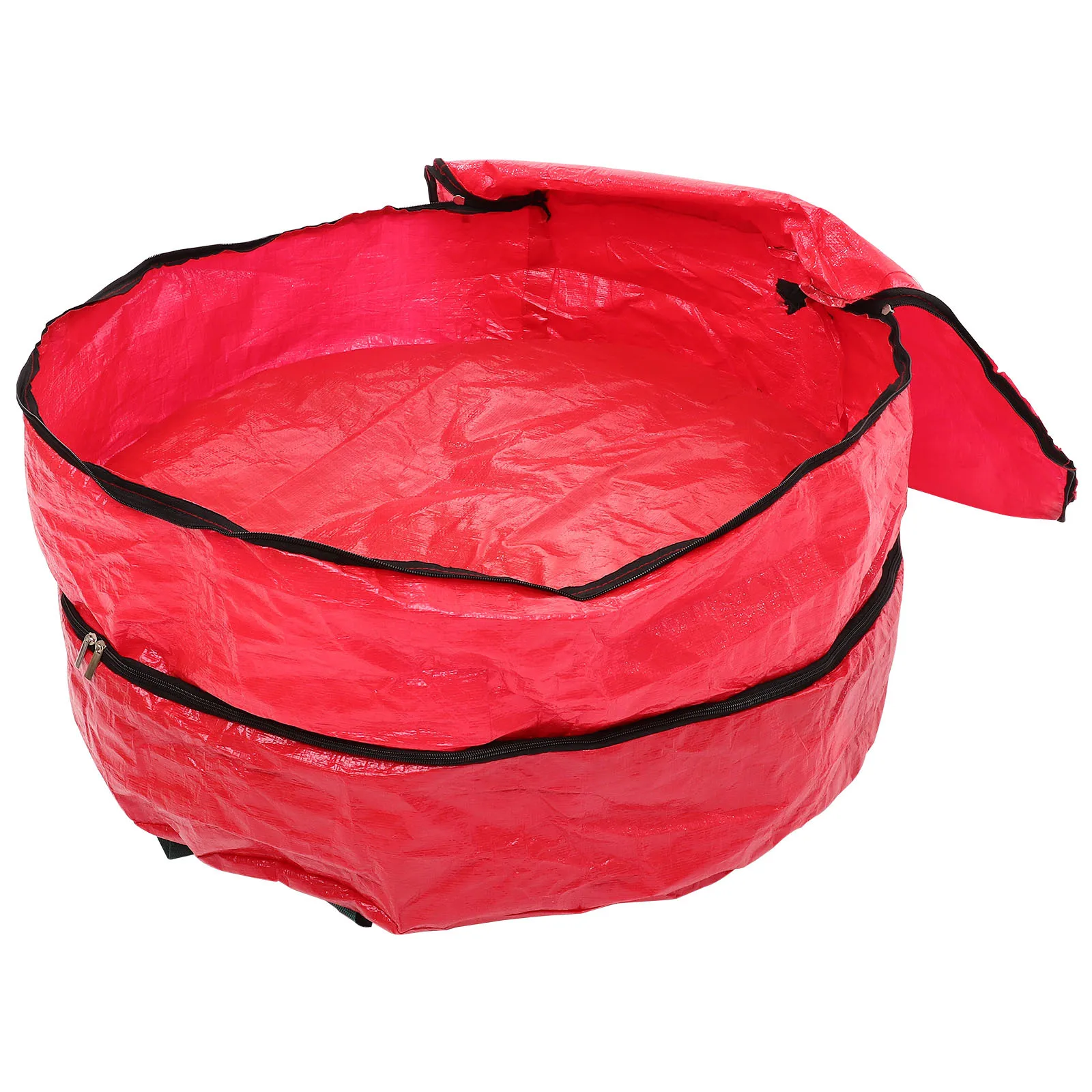 

Double Layer Christmas Wreath Storage Bag Round Waterproof Oxford Cloth Pouch for Holiday Garland Gift Organizer with Handles