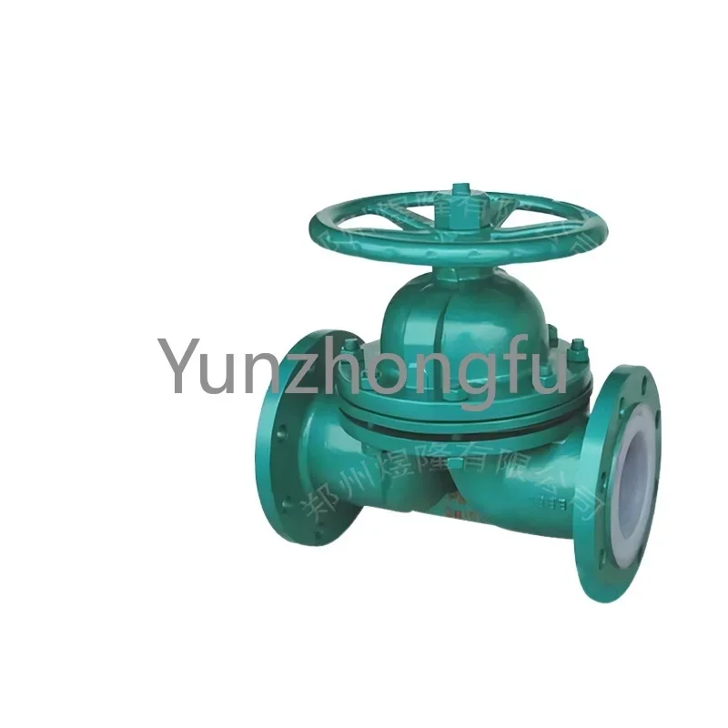 Pneumatic manual fluorine-lined diaphragm valve Cast steel corrosion-resistant and acid-base resistant flange cutoff diaphragm