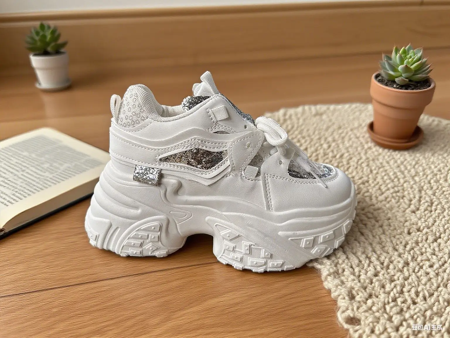 المرأة منصة أحذية رياضية غير رسمية عالية الكعب 2026 ربيع جديد الرياضة أحذية مفلكنة بلينغ المدربين مكتنزة الدانتيل يصل أحذية رياضية الإناث #6