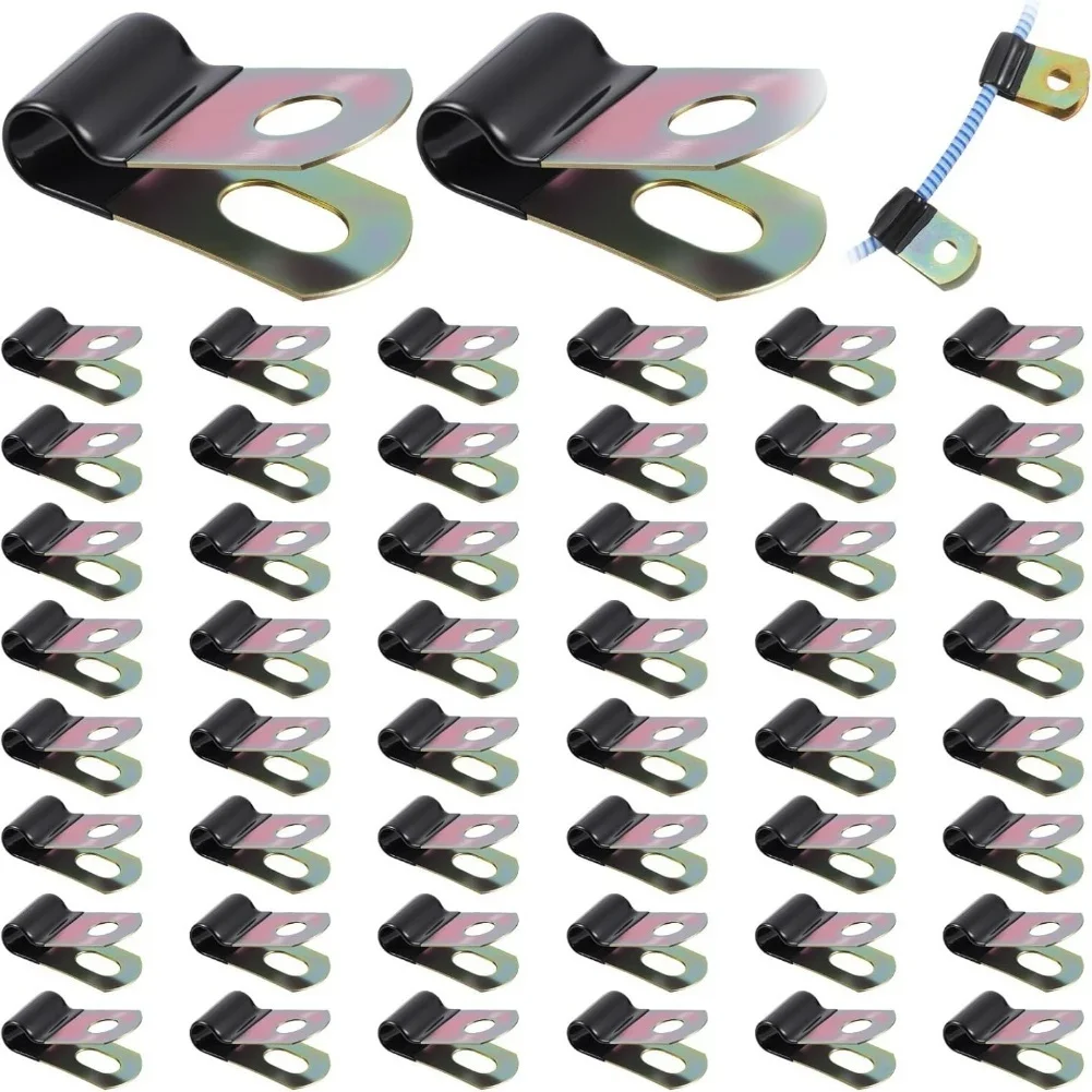 Carbon Steel 1/4 Inch Rubber Coated P Clamp Cable Wire Holder For Secure Electrical Wiring Management And Organization Tool