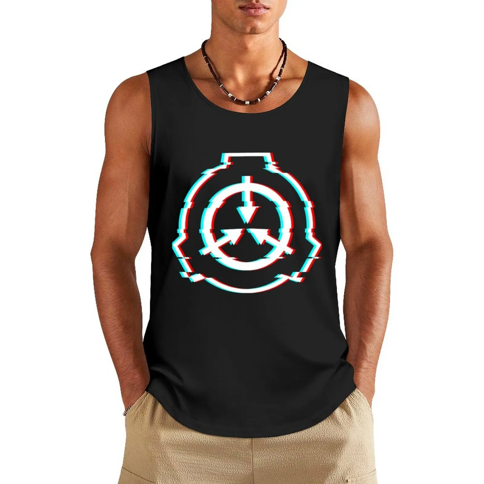

SCP Foundation Logo Emblem Glitch Effect Tank Top cute tops T-shirt Men's gym singlet for men