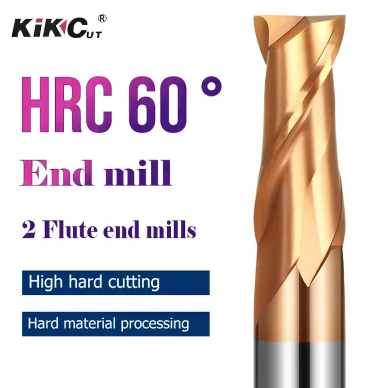 

1PC 2 Flute Carbide End Mill HRC 60° Flat Bottom Nano Coating Tungsten Steel Milling Cutter For Keyway CNC Machine Tool1MM-8MM