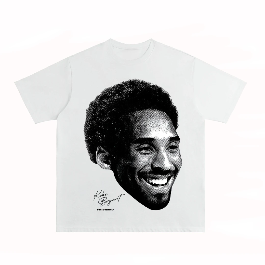 Big Head - American Style Short-sleeved Cotton Digital Direct-print Round-neck Shirt with A Low Collar