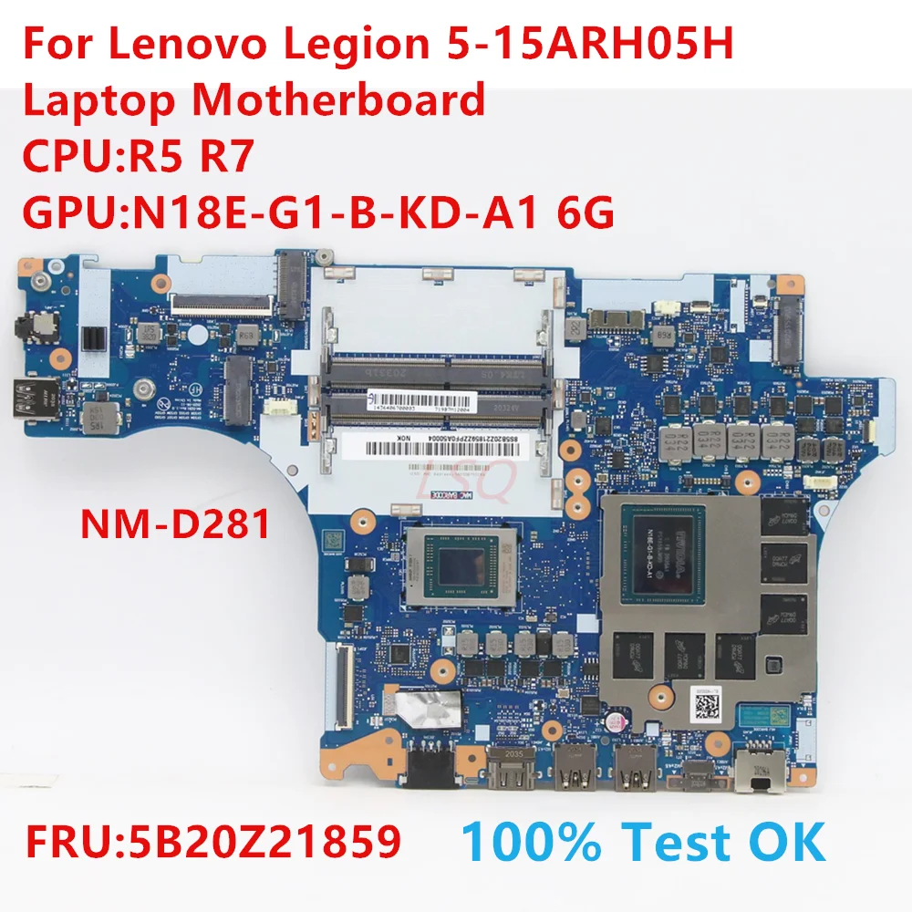 

NM-D281 For Lenovo Legion 5-15ARH05H Laptop Motherboard With CPU:R5 R7 FRU:5B20Z21859 100% Test OK