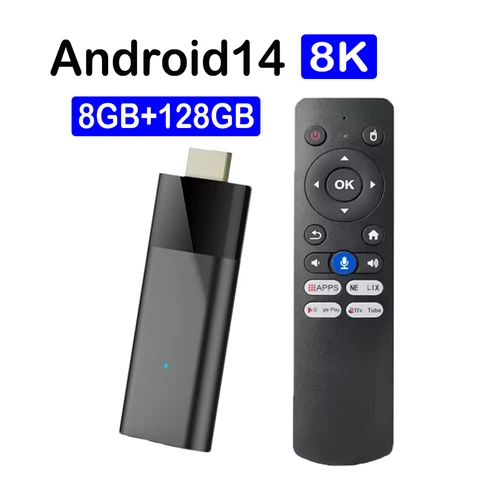 Smart TV Stick Q12 8K Android 14 TV Box Allwinner H313 Wifi Dual 5G 8GB 32GB 64GB 128GB reproductor multimedia BT Google Voice Set Top Box