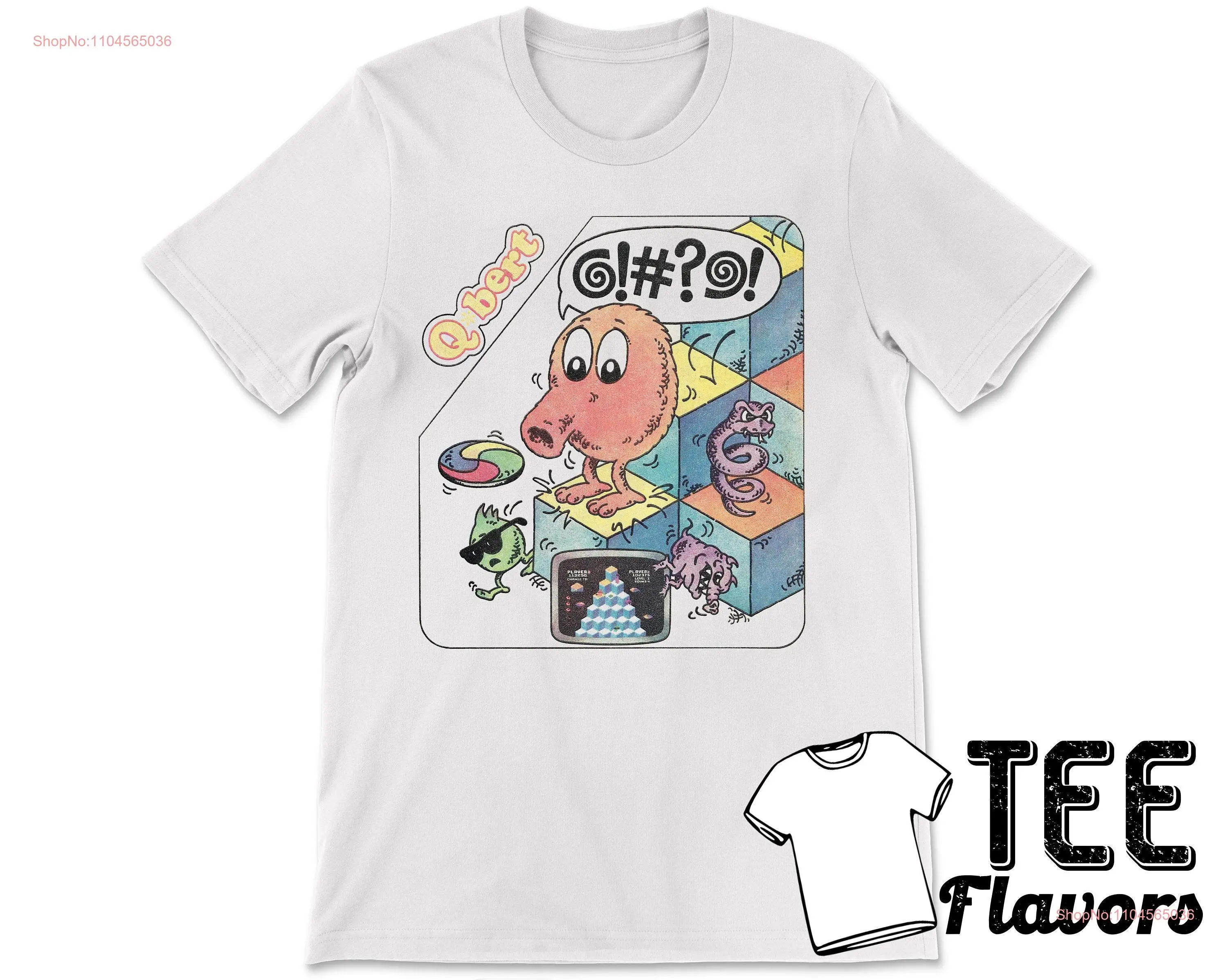 Q Bert Qbert Gottlieb Retro Arcade Videojuego desgastada aspecto lavado camiseta manga larga o corta