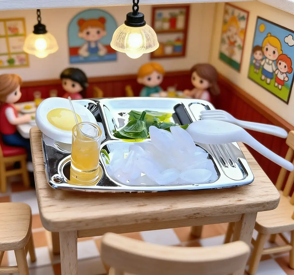 Poppenhuis miniatuur student lunchbak - klein fantasiespel voedsel speelgoed roestvrijstalen stijl servies voor kinderen popaccessoires