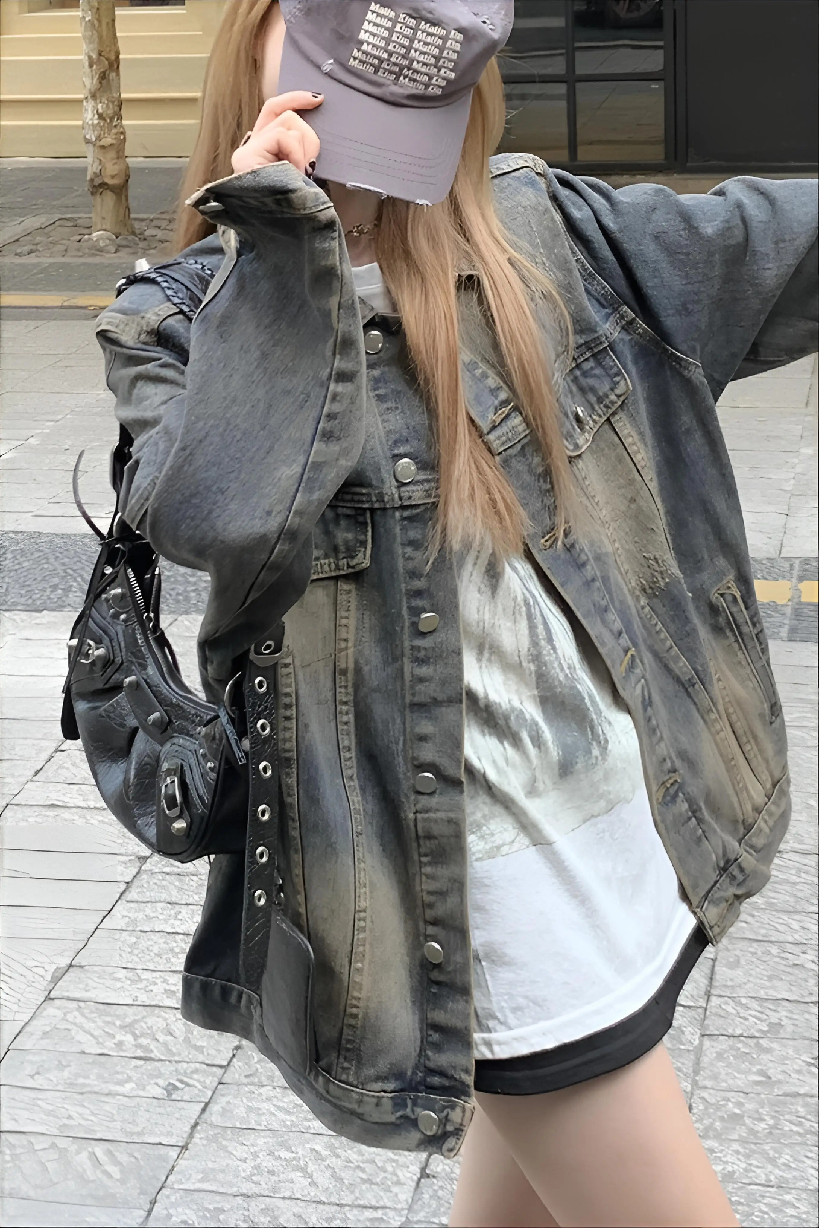 

Denim Coat Women Womens Autumn Fleece Bomber Blended Baggy Cycling Subcultural Hipster Collared Flare British Style Jackets