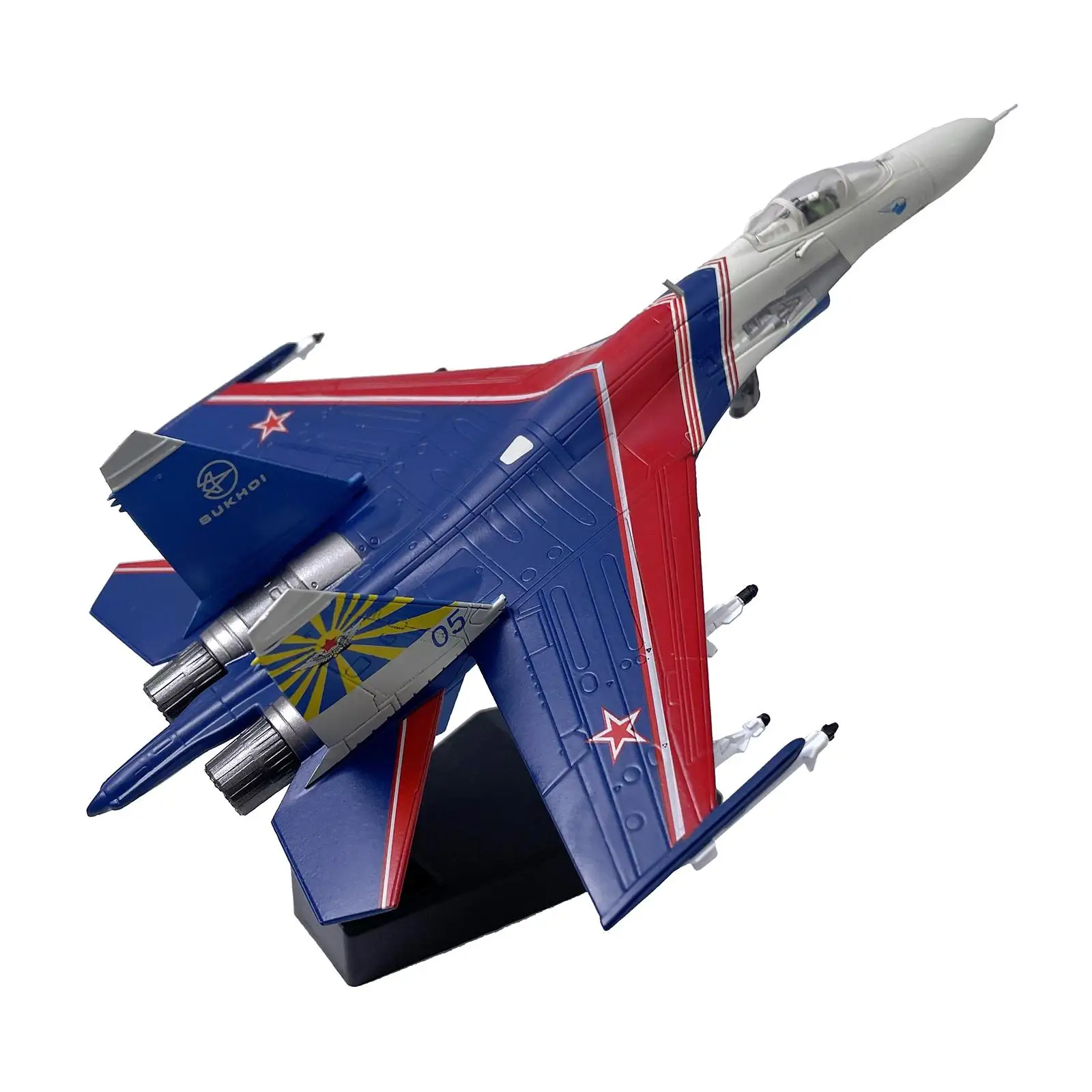 1:100 Scale Su-27 Flanker Fighter Aircraft Diecast Model w/ Stand Toys