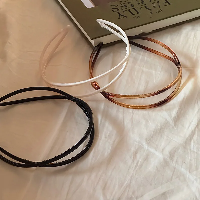 Korean Simple Versatile Acrylic Headband Fine Teeth Double Layer Cross Hollow Headband Niche Design Temperament Hair Accessories