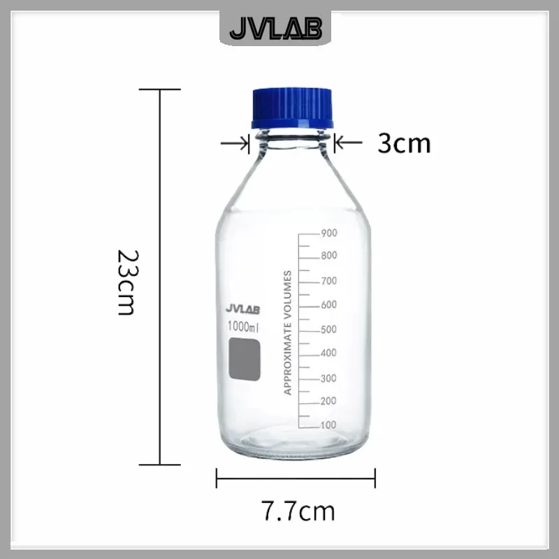 Reagent Bottle 1000mL Clear Glass Sample Bottle1L Laboratory Glassware Blue Screw GL45 Mouth