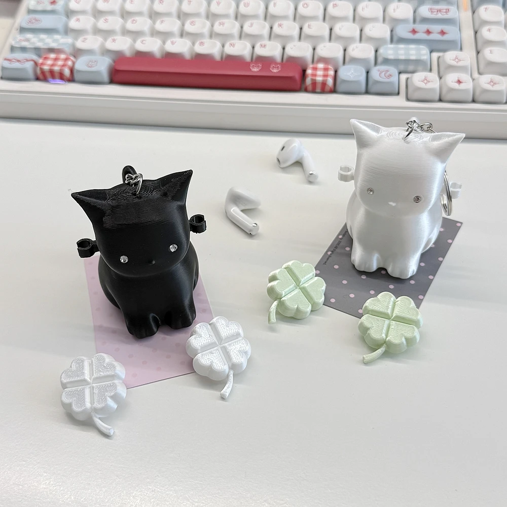 Y2k Japanese Earphone Decoration Accessories Cat 3D Printing Pendant Earphone Storage Bag Data Cable Organizer