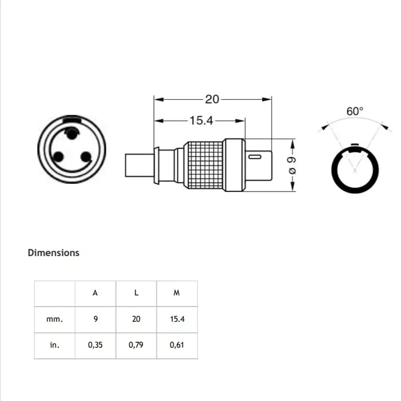 Canfon FVB Conector macho de 3 pines para Lectrosonics Wisycom MTP40, Sennheiser SK2000 SK3063 SK5212 Micrófono, Shure UR1M,Zaxcom