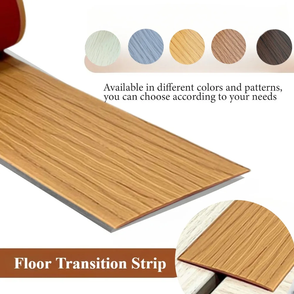 Tira de transición de suelo de madera de PVC, tira de cierre de borde, tira de costura autoadhesiva, hebilla plana, tira de umbral de presión Dge, 1M/2M, 1 ud.