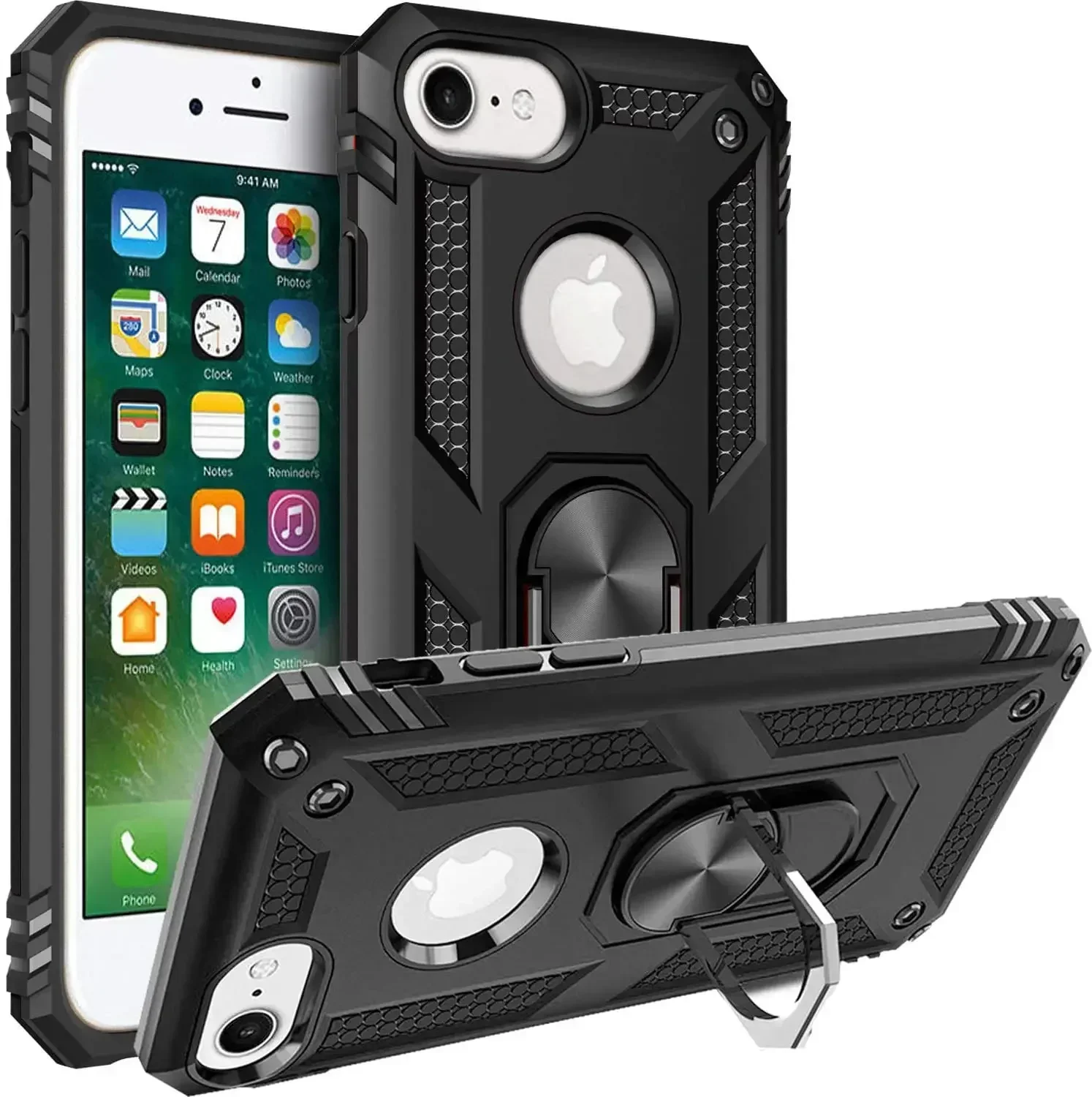 Odporne na wstrząsy etui do iPhone'a 7 Armor Military Drop Protective Ring Holder Magnet Case Cover do iPhone 7 Plus 7Plus