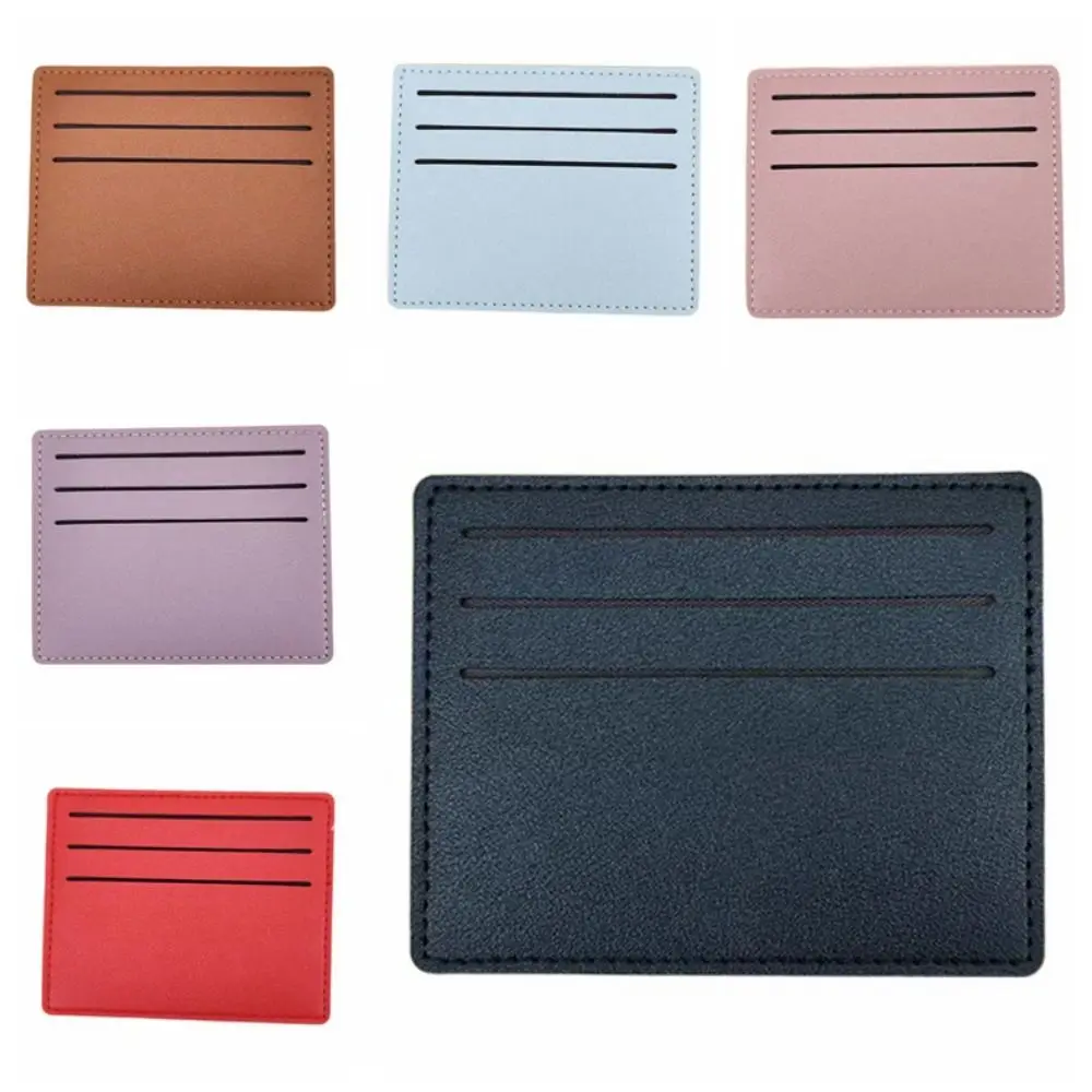 Effen Kleur Pu Lederen Kaarthouder Multi-Positie Eenvoudige Id Creditcard Case Buse Card Case Koreaanse Stijl Korte Kaart Tas Buiten