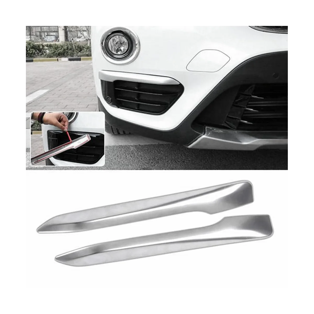 2X Silver Chrome Plated Fog Light Cover Trim Eyebrow for BMW F48 X1 2016-2019