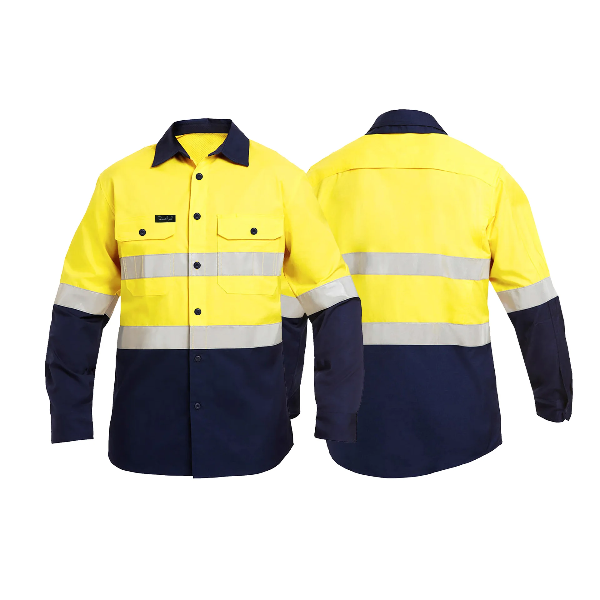 Hi Vis cotton safety Work clothing High Visibility working shirt reflective stripes working uniforms Mechanics repairman shirt