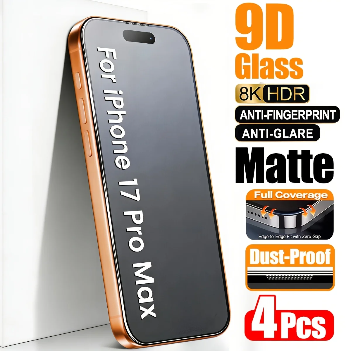 

4 Pcs Full-Cover Matte Tempered Glass Screen Protector, Compatible with iPhone Models, Anti-Fingerprint, Durable Protection