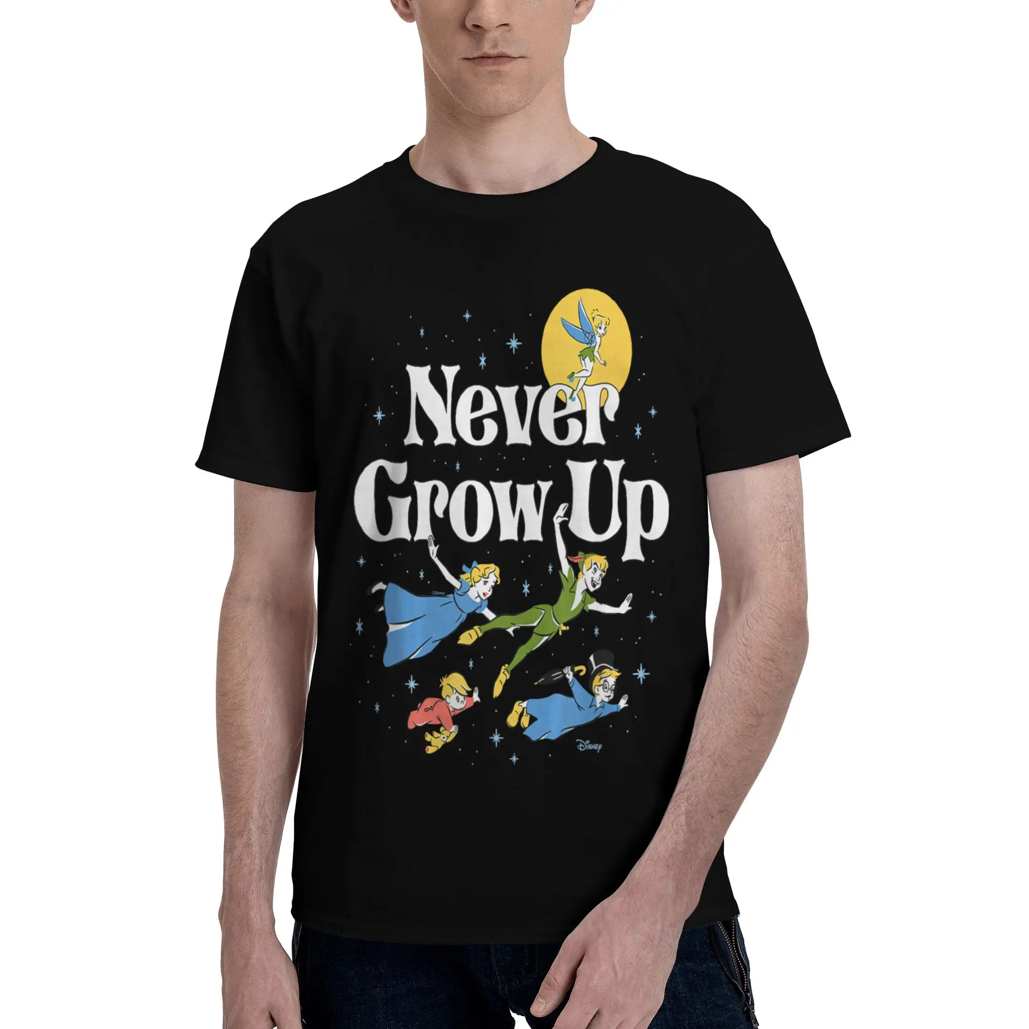 Camisetas únicas con personajes de Peter Pan Never Grow Up para hombre, camiseta de manga corta 100% algodón, fugees