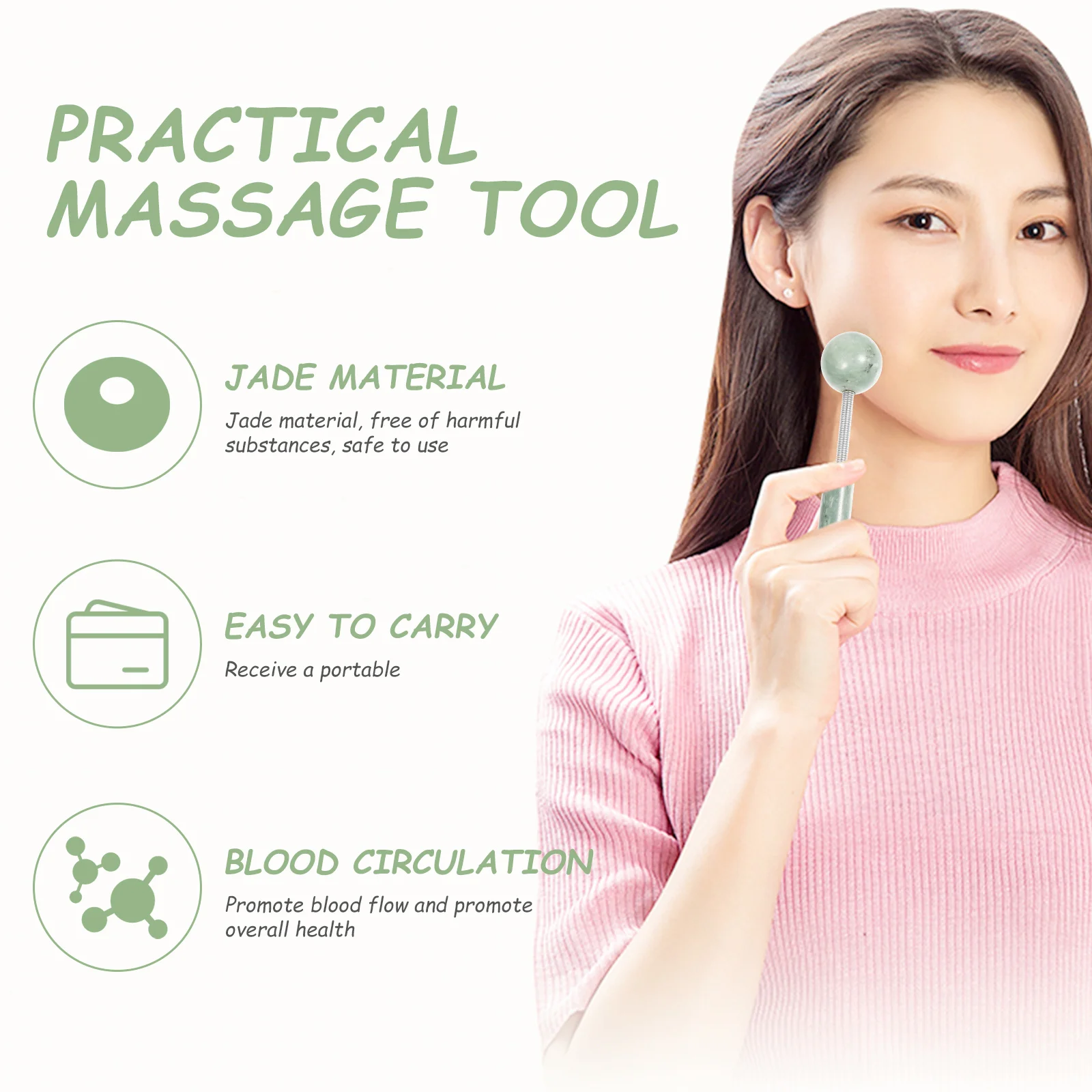 2Pcs Handheld Body Massage Hammer Portable Muscle Relaxing Tool Jade Aluminum Alloy for Home Facial Skin Care and Deep Muscle