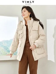 Vimly-Manteau à Capuche en Duvet de Canard Blanc pour Femme, Veste Bouffante Longue avec Fermeture Éclair, Col Montant, Coupe-Vent, Optique, Extérieur Chester, Hiver, 2023, 50675