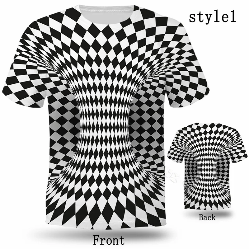 Visual Illusion Vertigo T Shirt Men Women 3D Print Funny T Shirts Casual Streetwear Tops