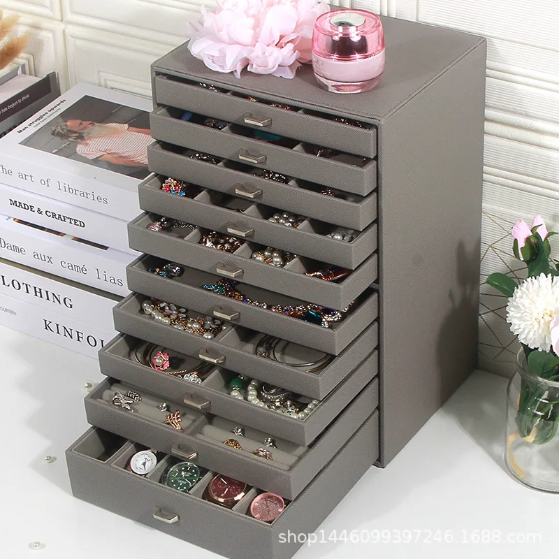 10layers Jewelry Box Drawer Ring Necklace Bracelet Jewelry Boxes Organizer Earrings Tray Display Accessories Separator Storage