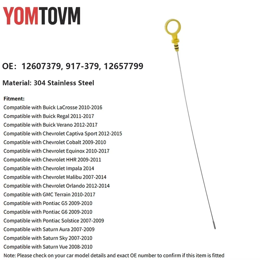 

Engine Oil Fluid Level Dipstick for Chevrolet Equinox Captiva Orlando Malibu 2007-2017 OEM 12607379 917-379 Car Accessories