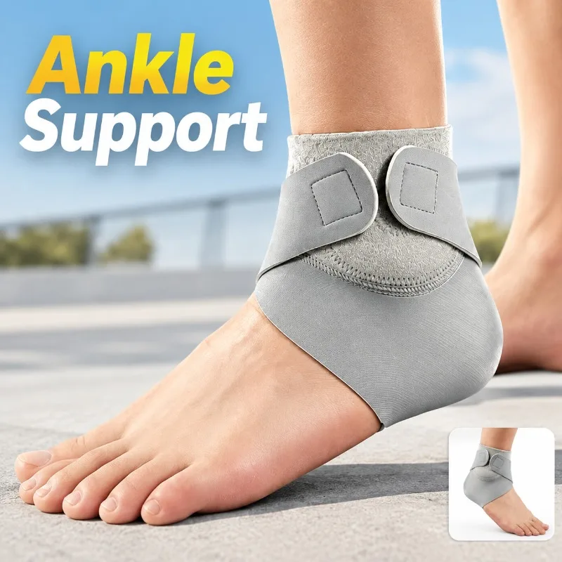 Elastic Sports Ankle Support Brace with Magic Tape Adjustable Breathable Unisex Ankle Wrap Bandage for Running Fitness