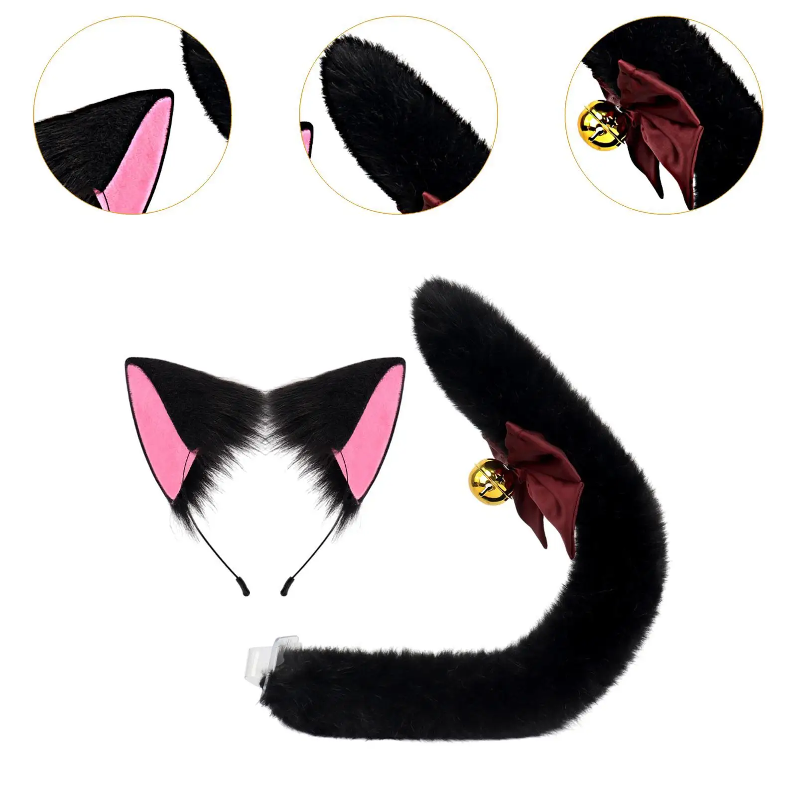 Animal Ears and Tail Set Cosplay for Kids Adults Cute Animal Ears Tail Fancy Dress for Birthday Halloween Prom Performance