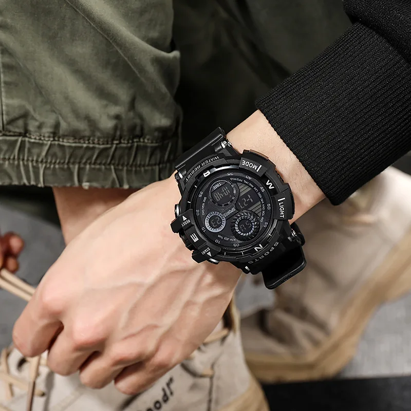 ساعة رياضية إلكترونية LED متعددة الوظائف للرجال ، ضوء ليلي ، منبه ، ساعة للأزواج