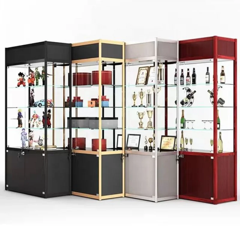 custom.Hot Sale Supermarket Makeup Storage Shelves Cigar Store Display Metal Glass Smoke Shop Display Cabinet