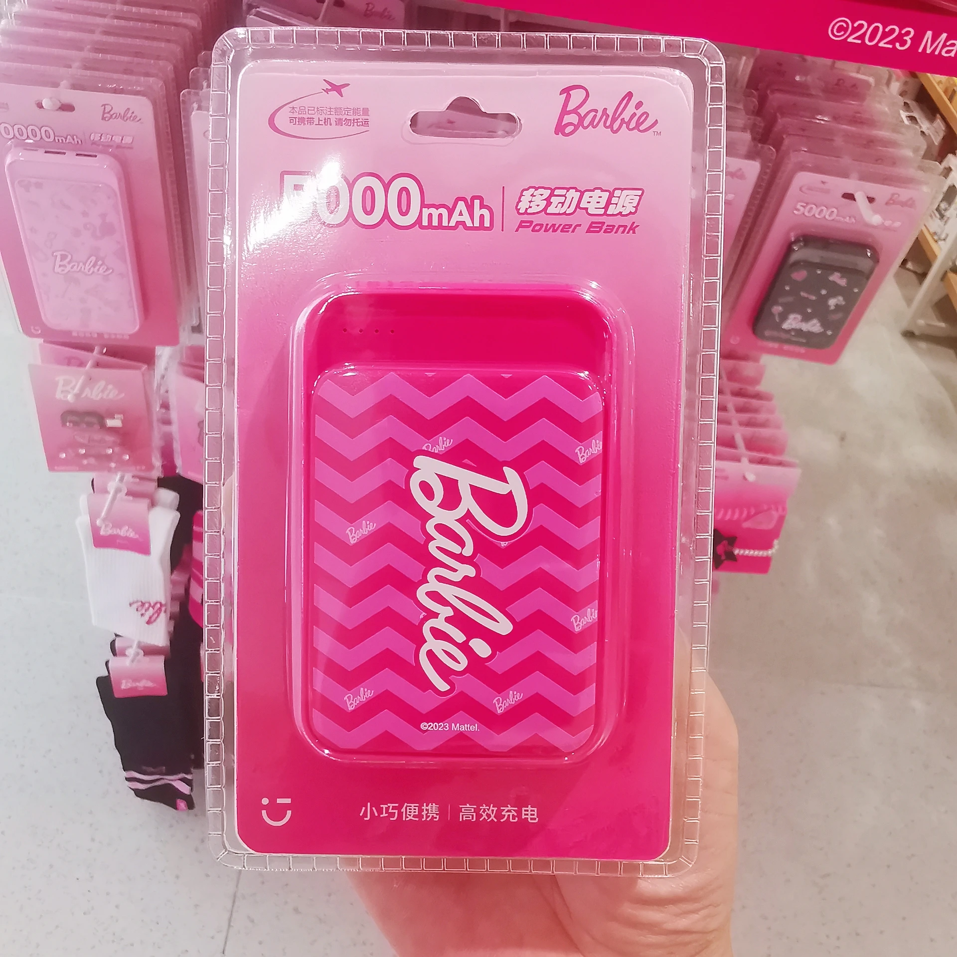 Miniso Barbie Sunshine 8000mah Type-C Pink Mini z kablem mobilny Power Bank podróżny Power Bank prezent urodzinowy