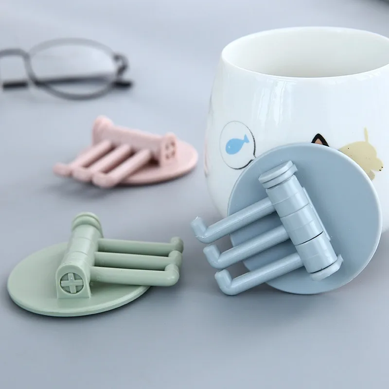 Non Marking Adhesive Rotating Hook, Kitchen Bathroom Wall Hook, Home Solid Color Hook, Nail Free Adhesive Hook - Detail 1