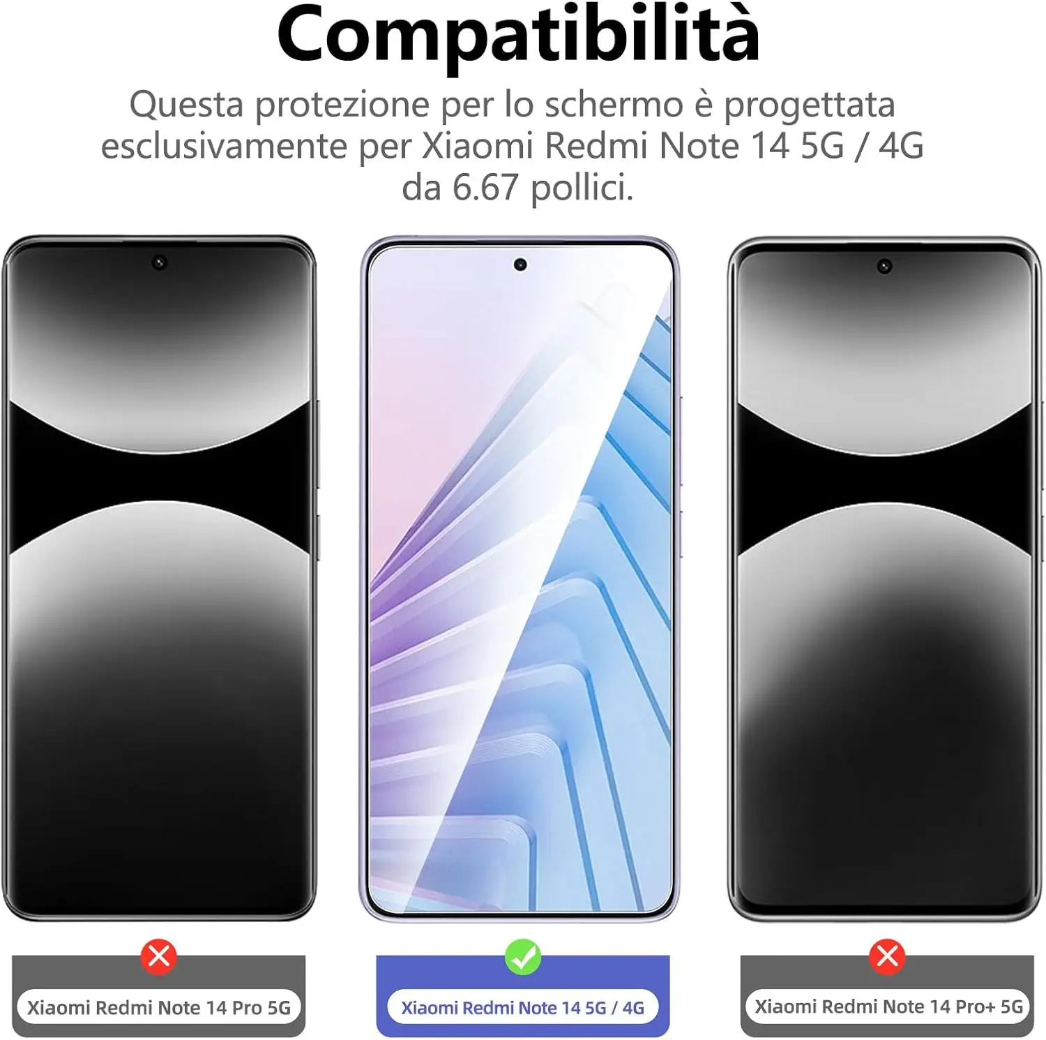 1/4Pcs Tempered Glass Screen Protector for Redmi Note14 - Smartphone Protection Suitable for Redmi Note14 Series