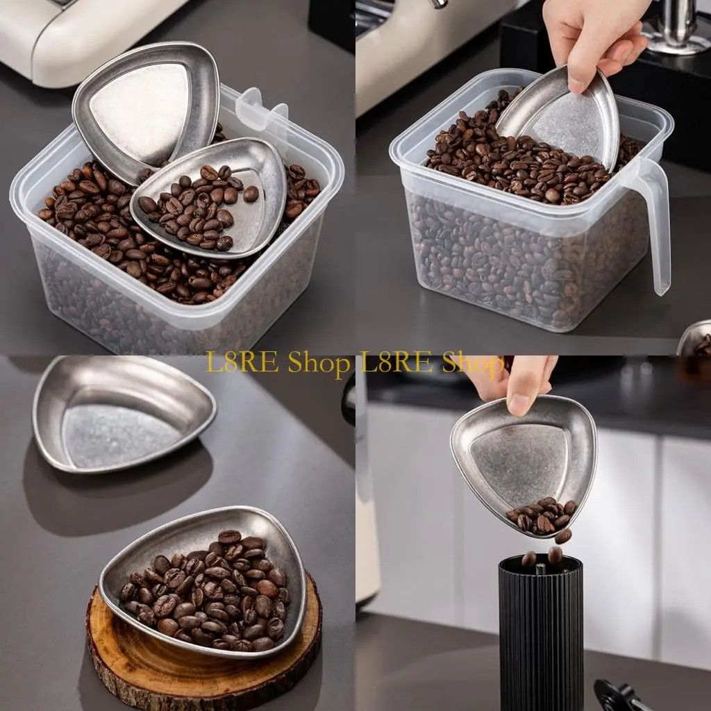 L8RE Stainless Steel Coffee Bean Display Plate Coffee Bean Weighing Plate Metal Sauce Dish Irregular Coffee Bean Dosing Tray