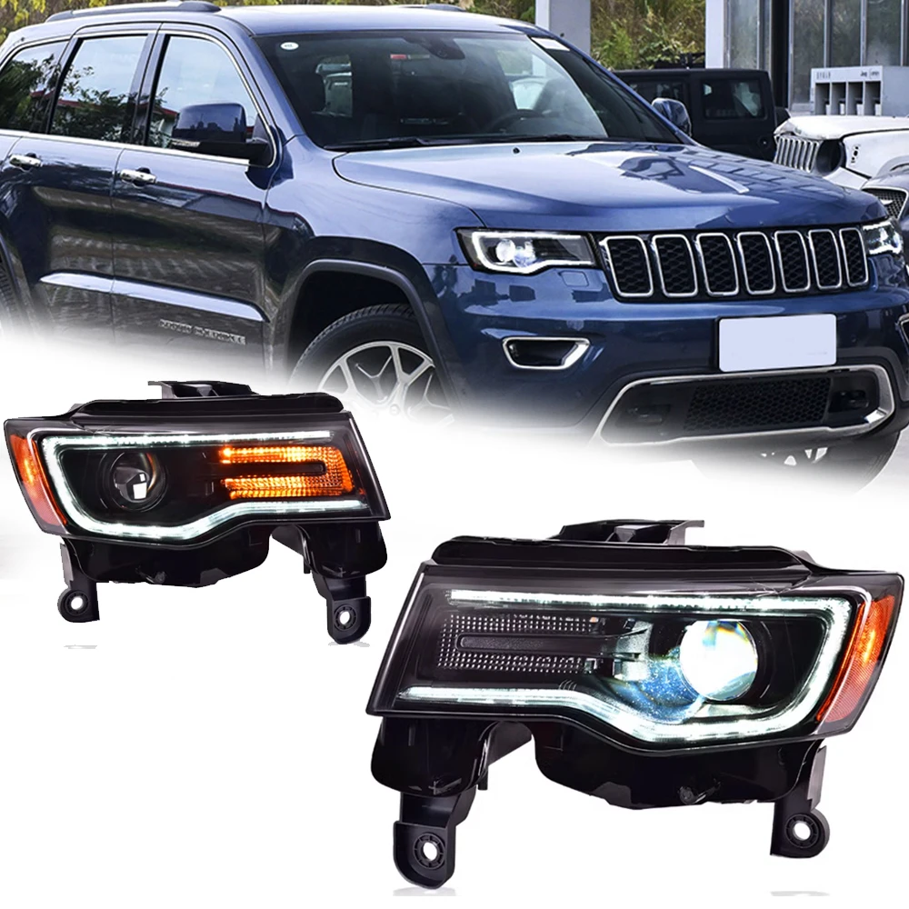 

Светодиодные фары для Jeep Grand Cherokee 14-22, новый стиль, светодиодные DRL, автомобильные фары в сборе, аксессуары для сигнала, модифицированная лампа