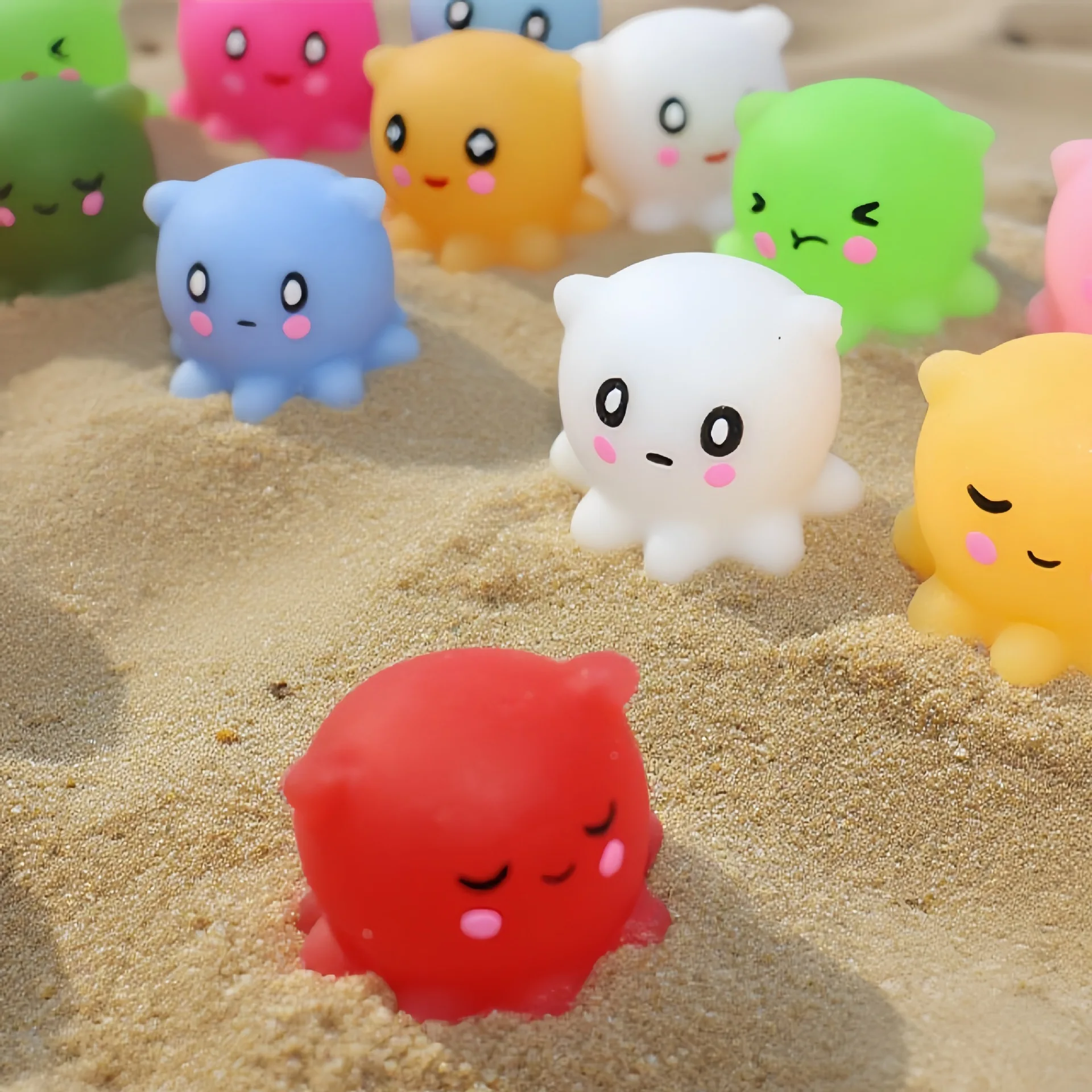 5-10 Stuks Leuke Zachte TPR Snoep Kleine Octopus Familie Serie Pinch Fidget Mini Zee Dier Octopus Squeeze stress Squishy Speelgoed