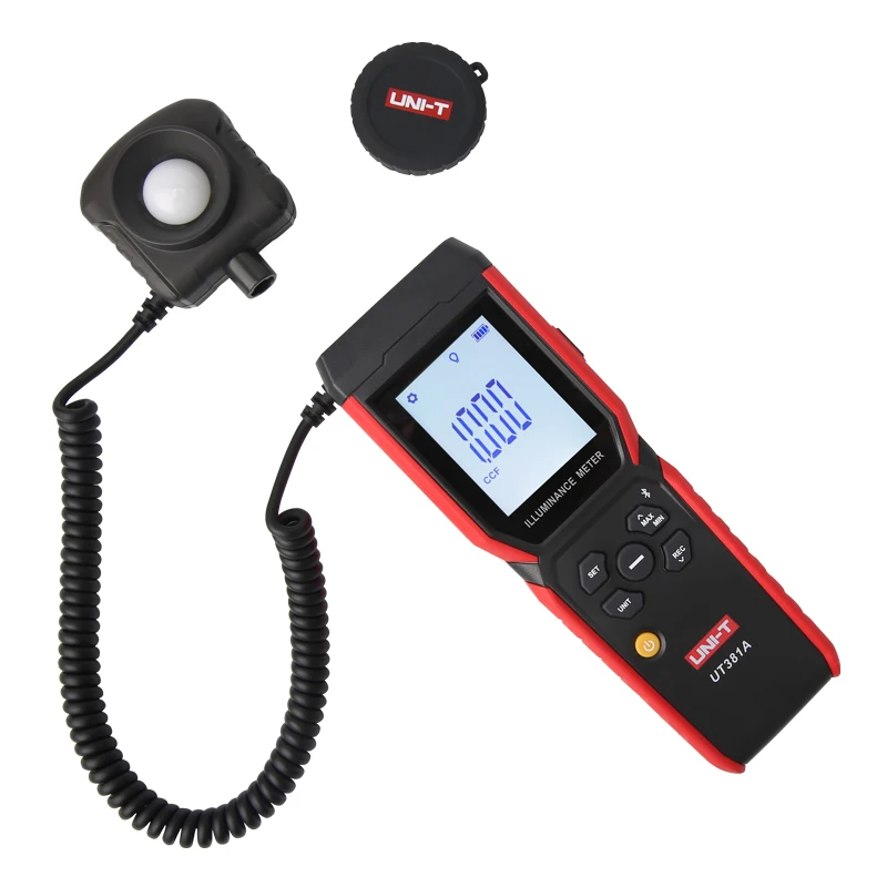 UNI-T Misuratore di illuminamento digitale portatile con comunicazione Bluetooth intelligente UT381A/400000lx luxmetro/99 set di memorizzazione dati
