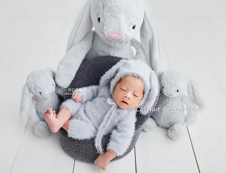 Baby rabbit hooded suit cute newborn photography animal costume autumn winter boys and girls children\'s photo clothes