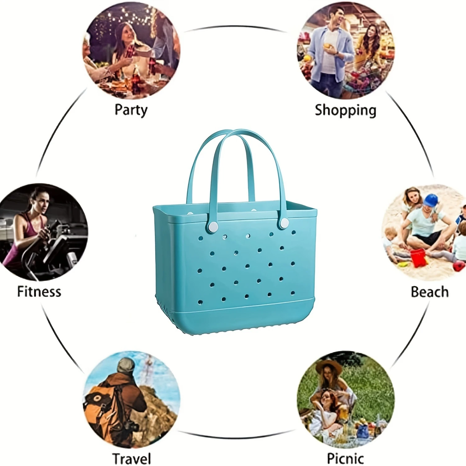 Summer Beach Bag, Rubber Tote Bag, Large Capacity Sundry  Handbag, Outdoor bag for Travel Beach Swimming, Solid Color Water proo