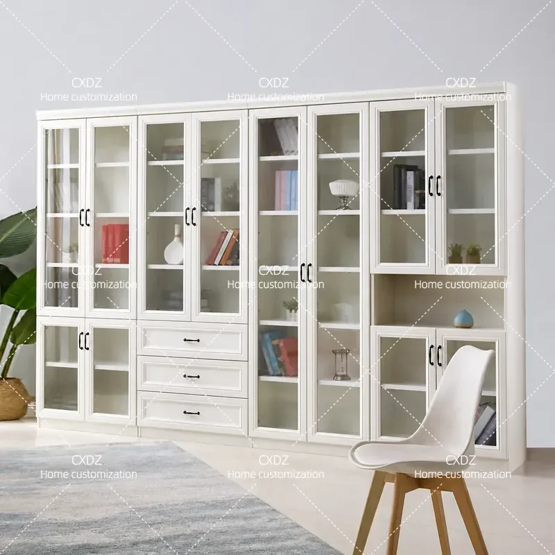 Free Combination Bookcase Simple Modern Bookshelf with Door Cabinet Multifunctional Storage Unit for Living Room Bedroom