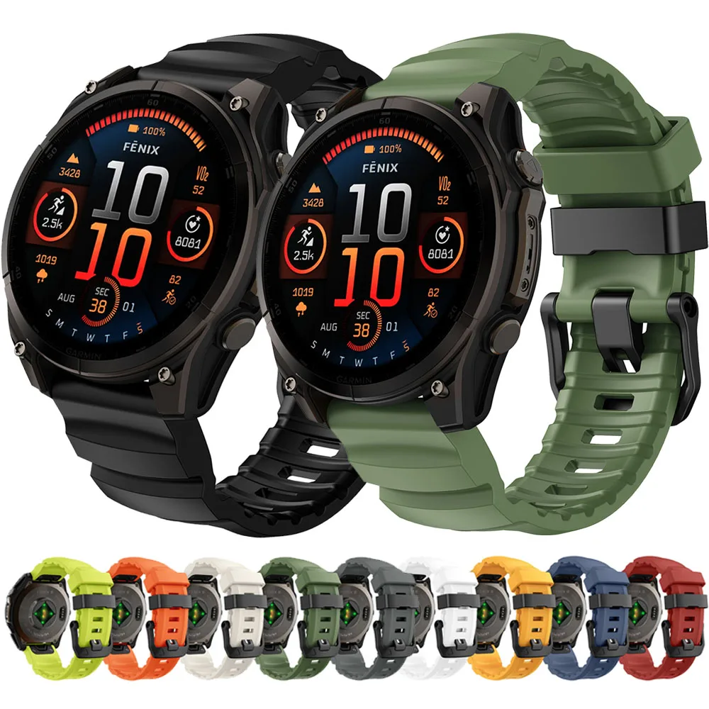 ل Garmin Fenix 8 43 مللي متر 47 مللي متر 51 مللي متر الرياضة الأصلي سوار معصم من السيليكون ل Garmin Epix/Quatix7/Fenix 7X 6X 7S Pro/Descent Mk3 الفرقة